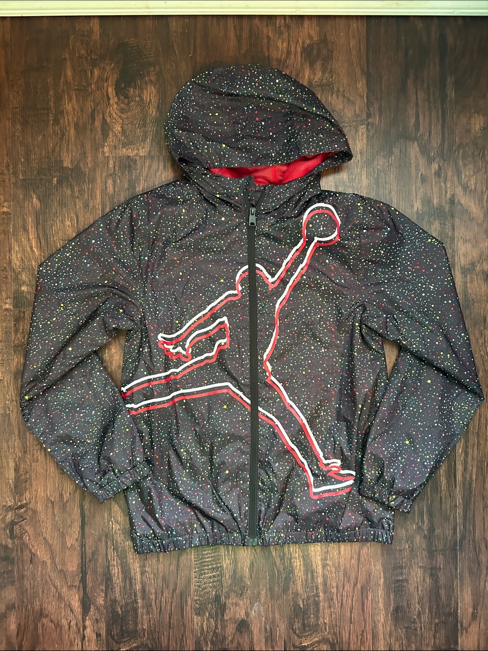 Jordan Black Jacket with Multicolor Speckle and Red Jumpman